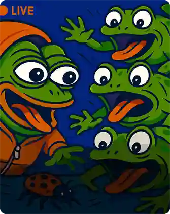 Real frogs try to eat the bug on live stream—entertaining chaos guaranteed!
